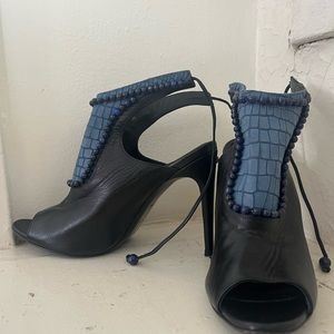 Angela Mitchell Damabiah Leather Beaded Heels